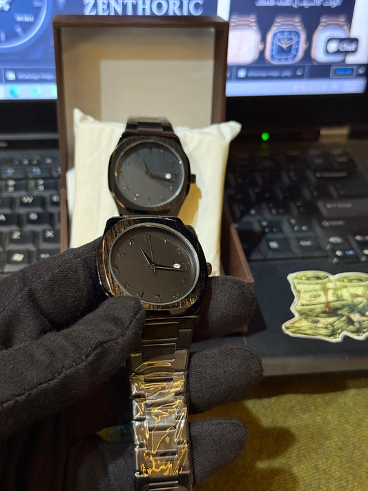 Stainless steel Arabic Black Aura Watch 🖤